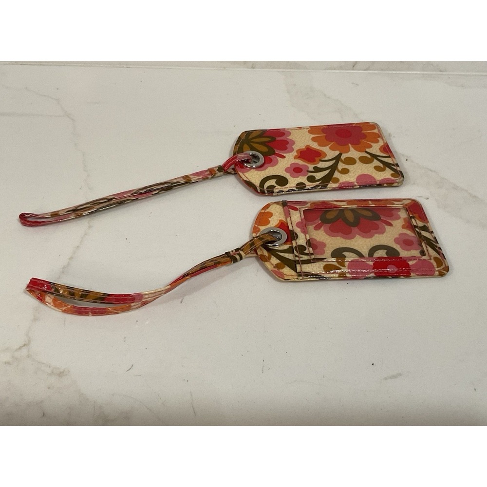 VERA BRADLEY Iconic Luggage ID Tag - Folkloric Colorful Floral Set Of 2